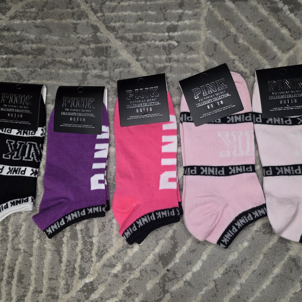 PINK Victoria's Secret Women's Ankle Socks - Purple, Pink, Light Pink